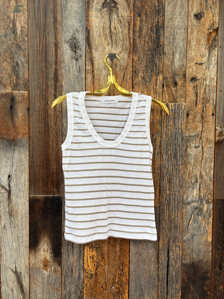 Perfect White Tee Khara Tank Driftwood/White Stripe