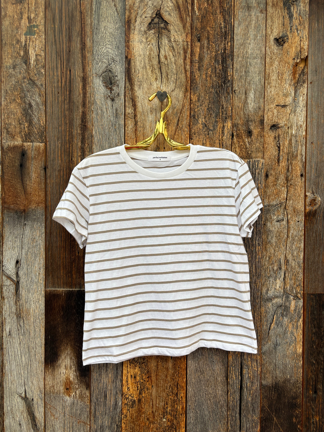 Perfect White Tee Everett Jersey Stripe Tee Driftwood/White Stripe