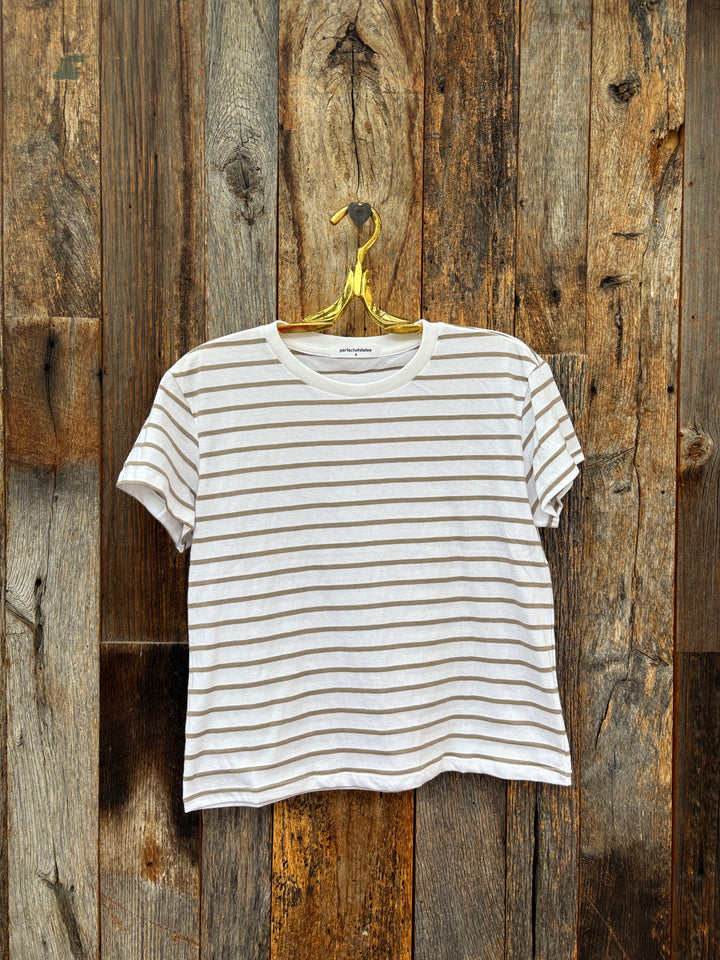 Perfect White Tee Everett Jersey Stripe Tee Driftwood/White Stripe