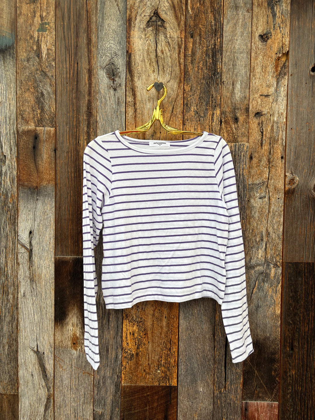 Perfect White Tee Parker Cotton Top Violet/White