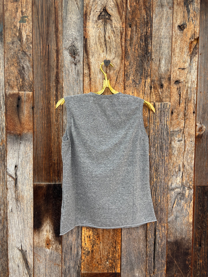 Perfect White Tee Faye Cotton Sleeveless Lettuce Hem Heather Grey