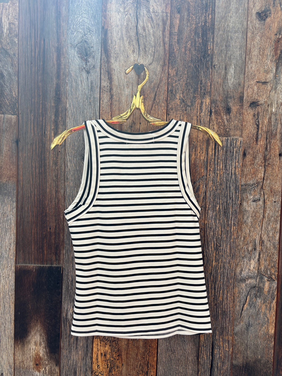 Project Social T Anouk Scoop Neck Striped Tank- Ivory/Black