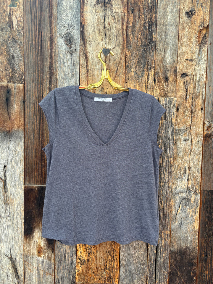 Project Social T Canyon Solid V Neck Tee - Charcoal