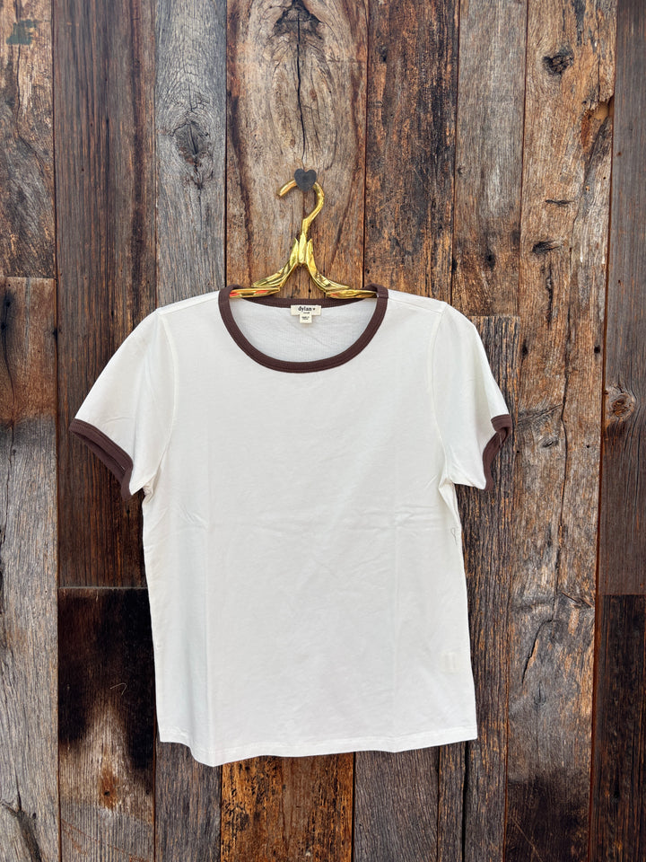 Dylan Alden Ringer Tee- Natural/ Brown