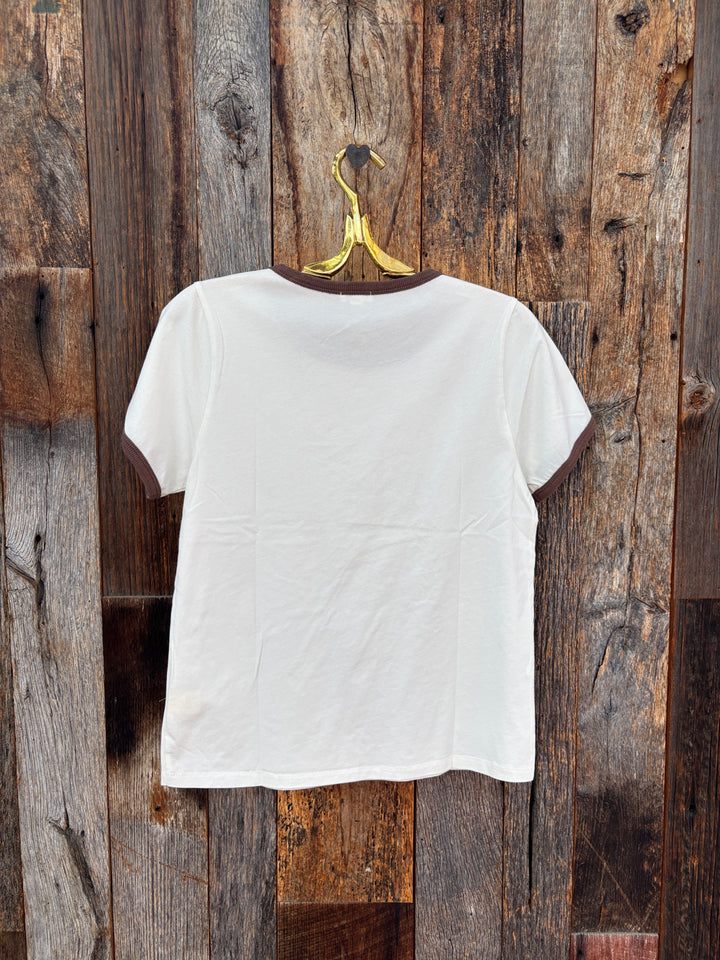 Dylan Alden Ringer Tee- Natural/ Brown