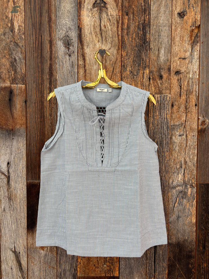 Dylan Leni Lace Up Shirt- Denim