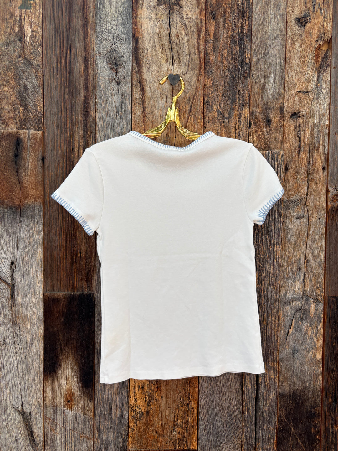 Dylan Brooks Blanket Stitch Tee - White/Blue