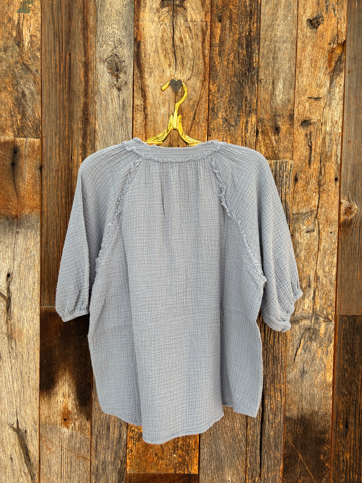 Dylan Jolie Top w Fringe- Vintage Blue