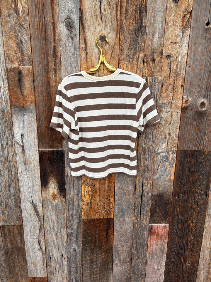 Perfect White Tee Lainey Rugby Tee Mocha Stripe