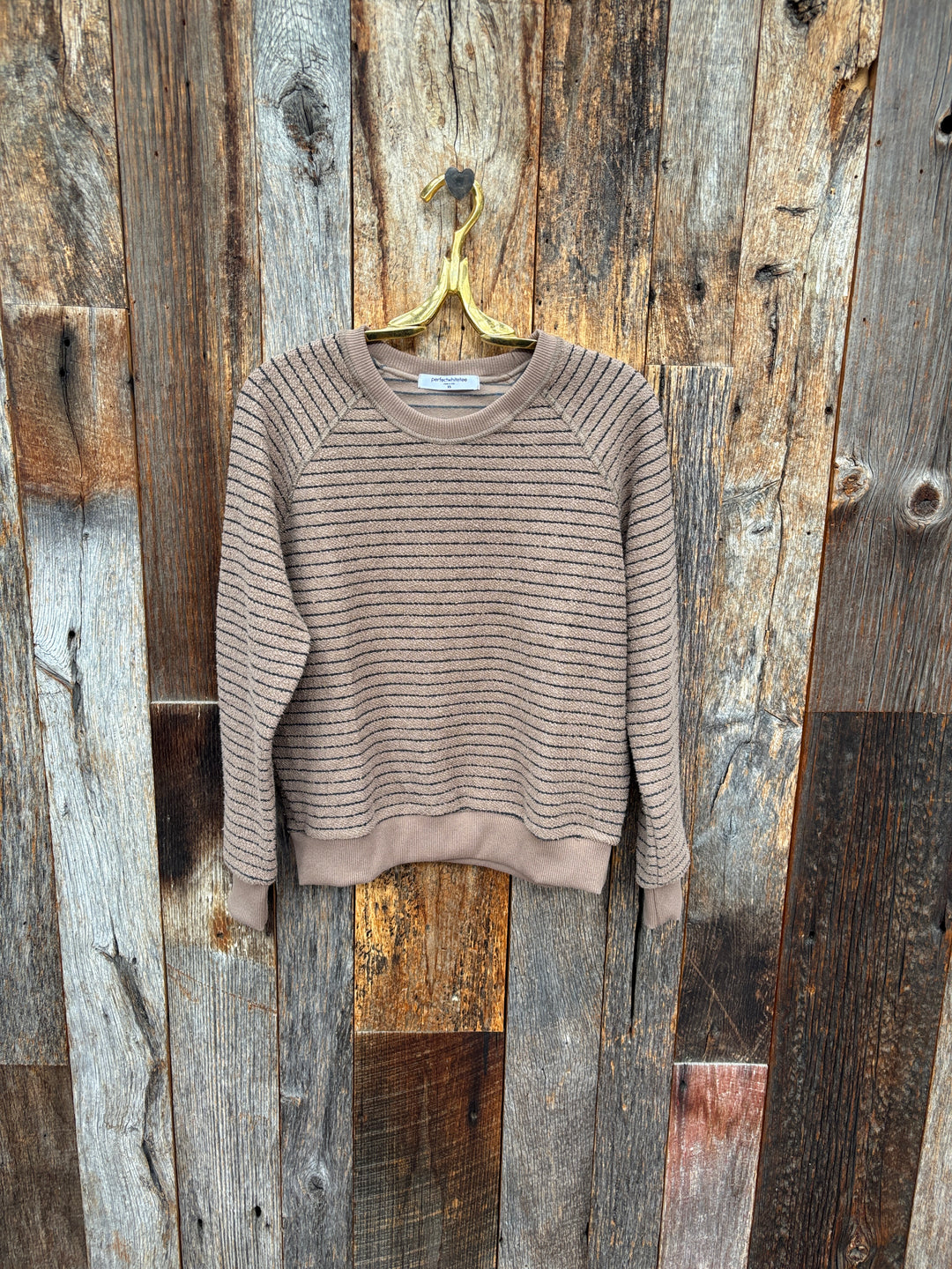 Perfect White Tee French Terry Stripe Sweatshirt Mocha