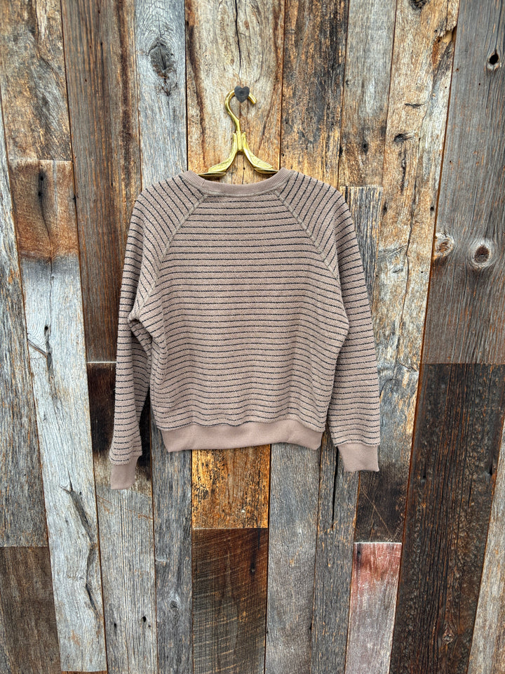 Perfect White Tee French Terry Stripe Sweatshirt Mocha