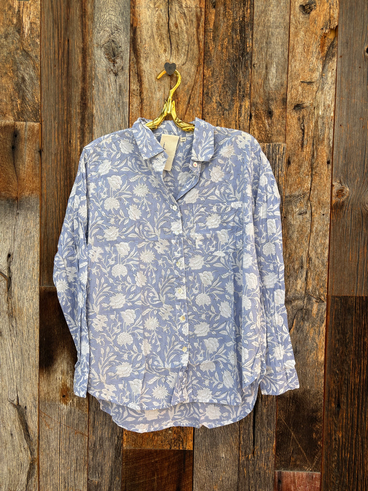 ... And For Good Boyfriend Shirt Floral Escape Cornflower Blue/Pinecone