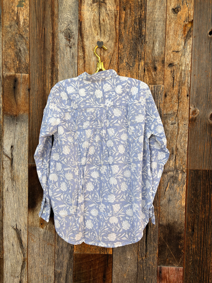 ... And For Good Boyfriend Shirt Floral Escape Cornflower Blue/Pinecone