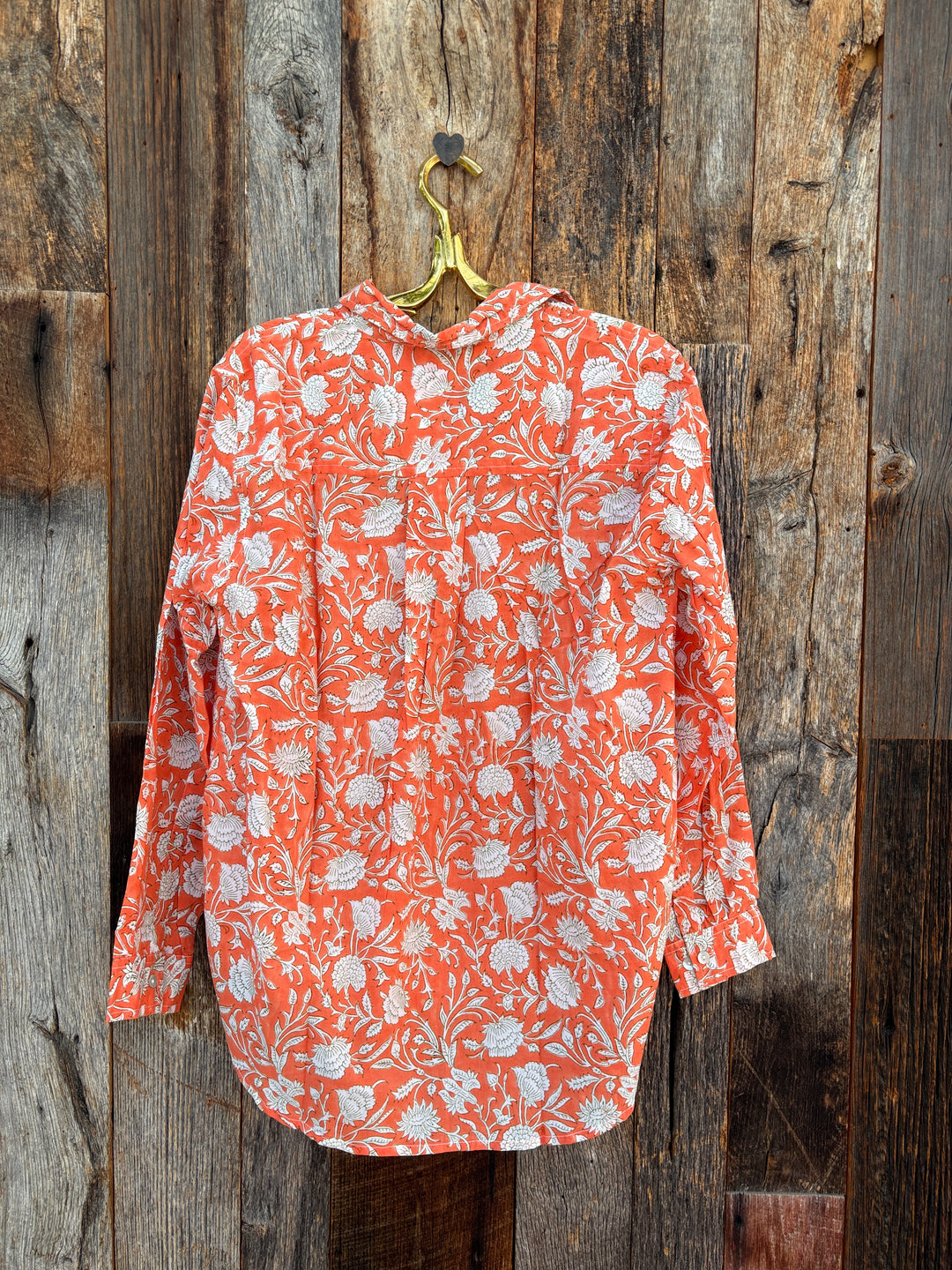 ... And For Good Boyfriend Shirt Floral Escape Papaya and Olive