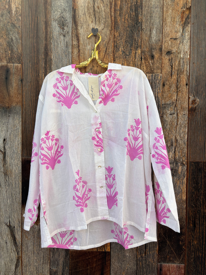 ... And For Good Relaxed Boyfriend Shirt Cameo Floral Dahlia
