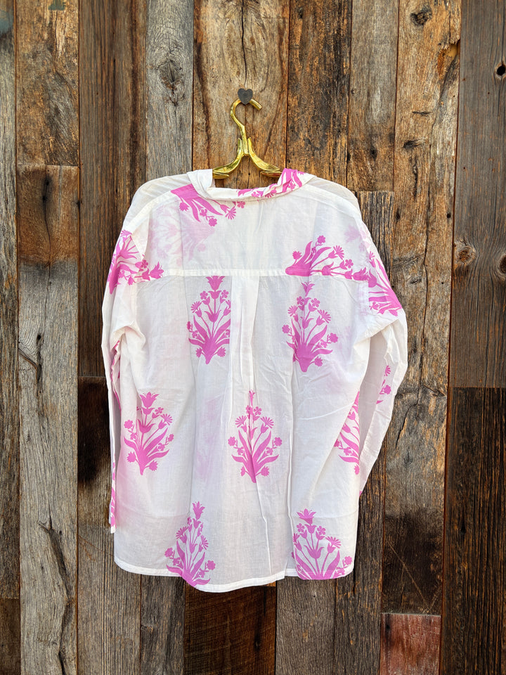 ... And For Good Relaxed Boyfriend Shirt Cameo Floral Dahlia