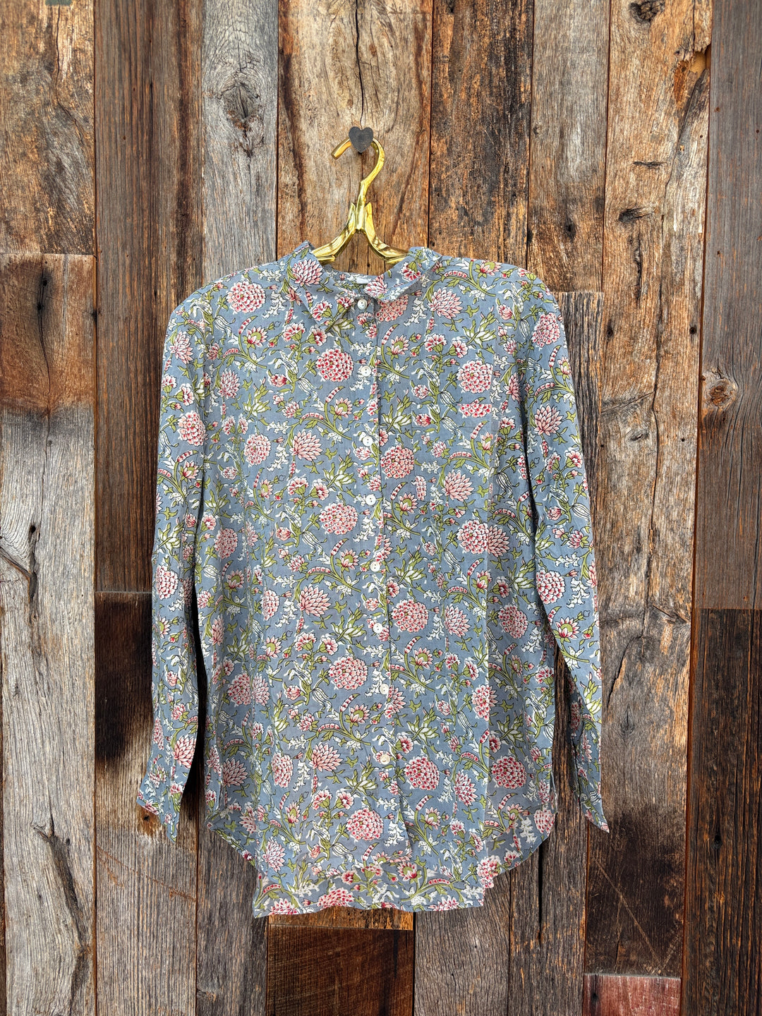 ...And For Good L/S Good Boyfriend Devon Floral Dove Grey
