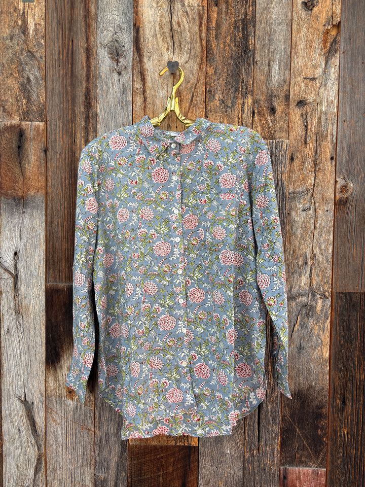 ...And For Good L/S Good Boyfriend Devon Floral Dove Grey
