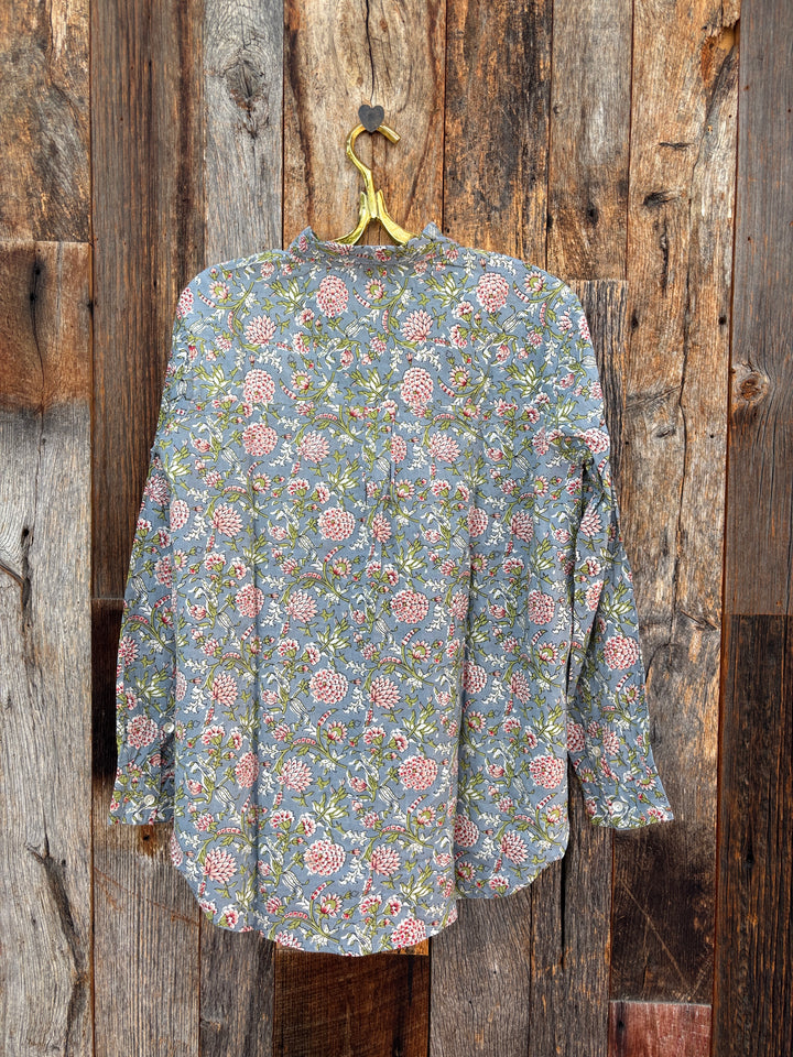...And For Good L/S Good Boyfriend Devon Floral Dove Grey