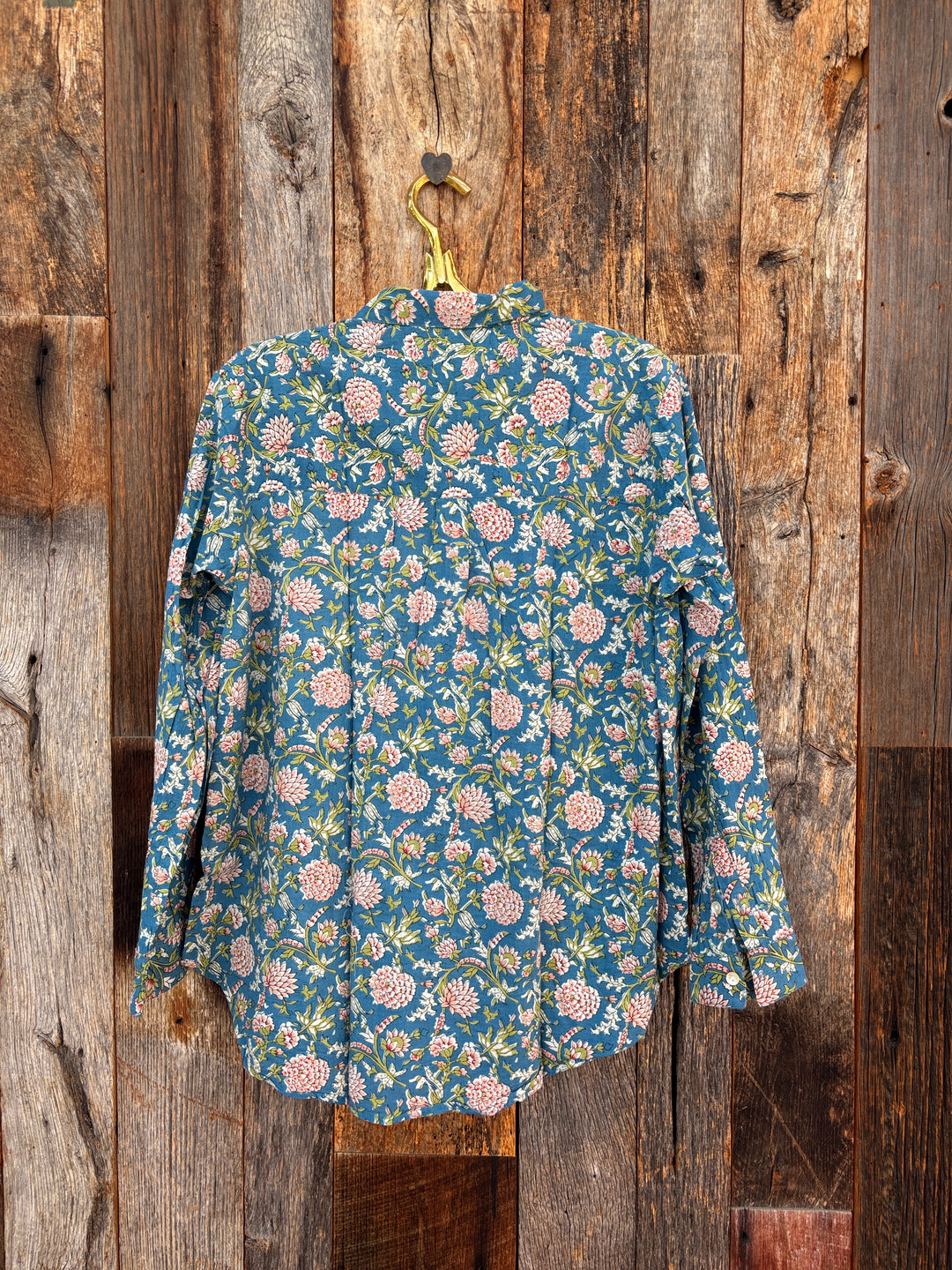 ...And For Good L/S Good Boyfriend Devon Floral French Teal