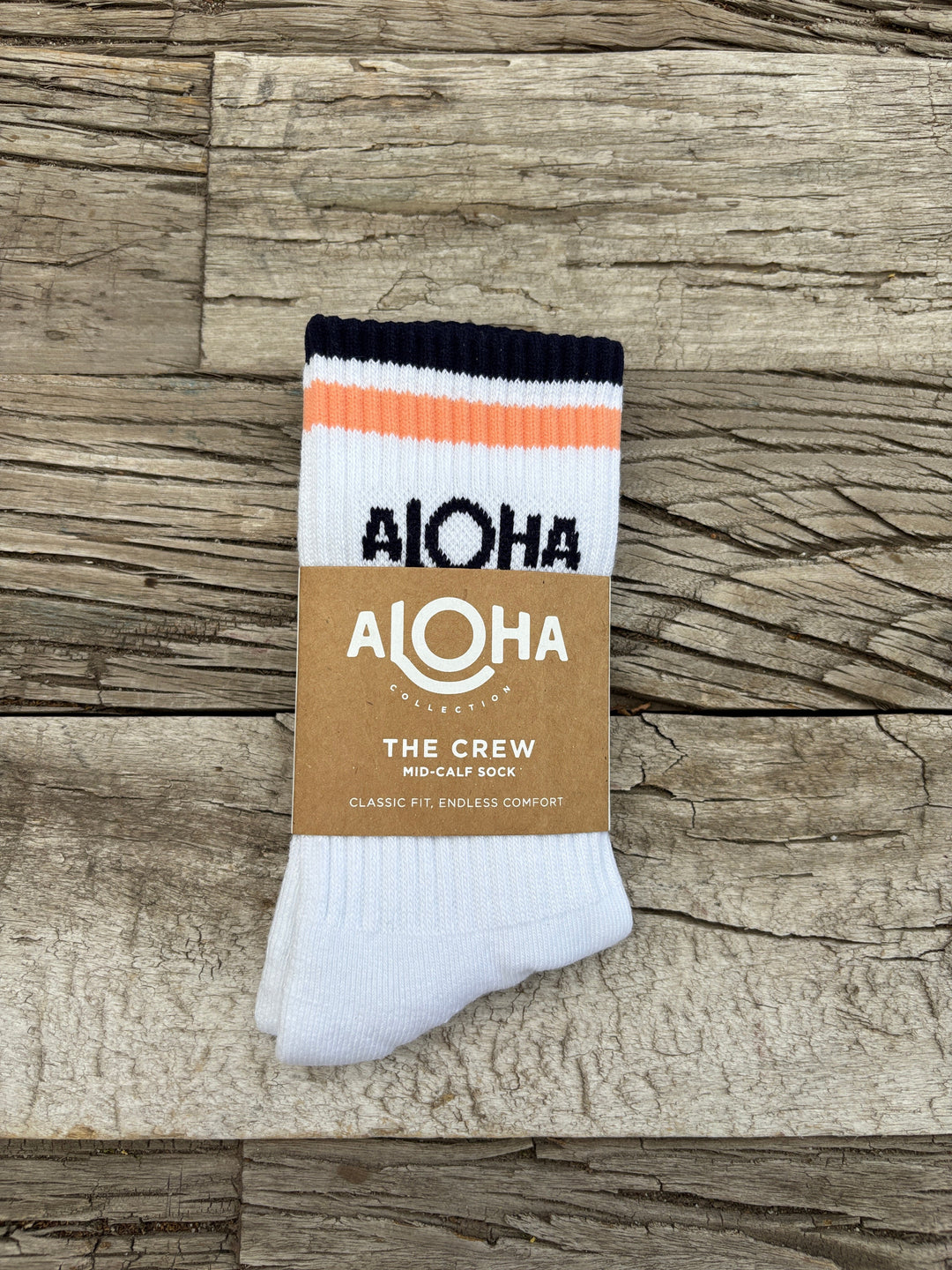 Aloha Collection Stripes Crew Socks Navy