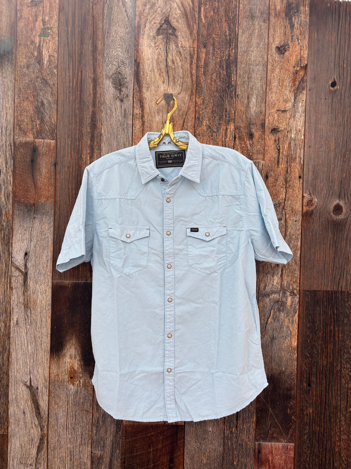 True Grit S/S 2 Pocket Western Shirt- Sky