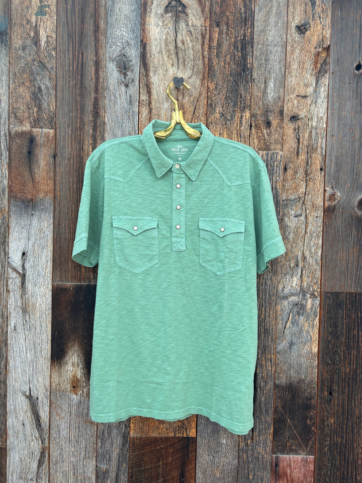 True Grit S/S Western Polo- Celadon