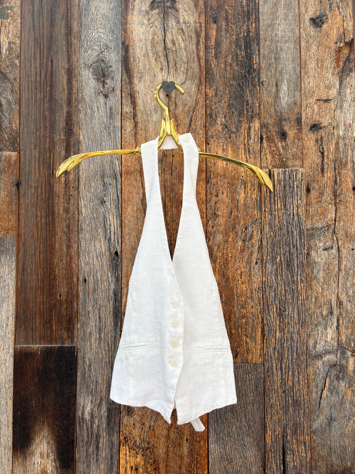 Isabella V Linen Vivian Halter Top- White