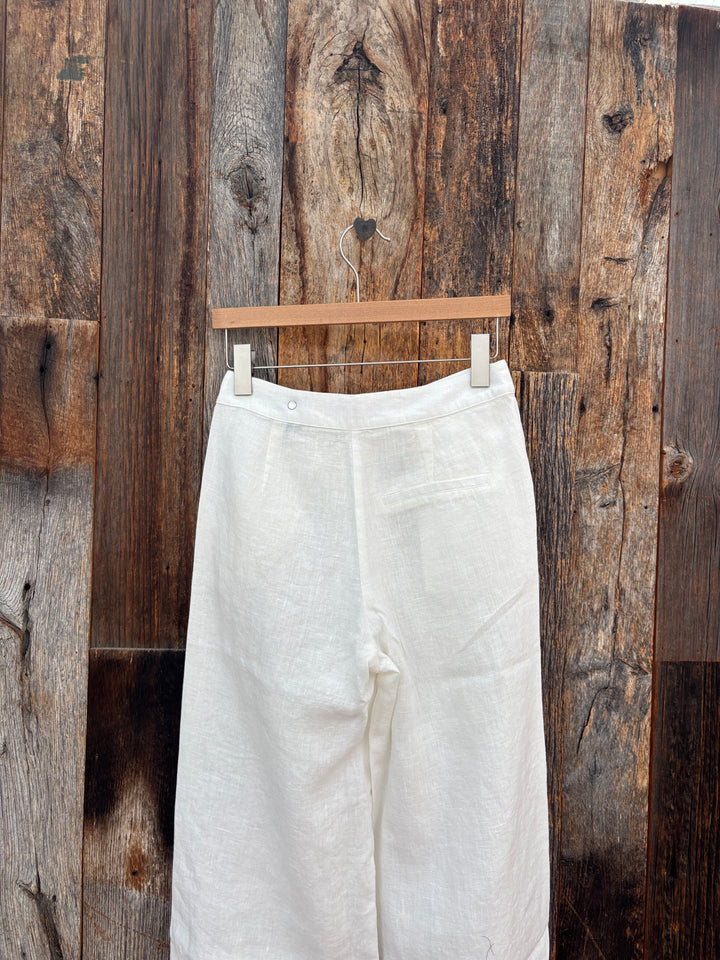 Isabella V Linen Vivian Trousers- White