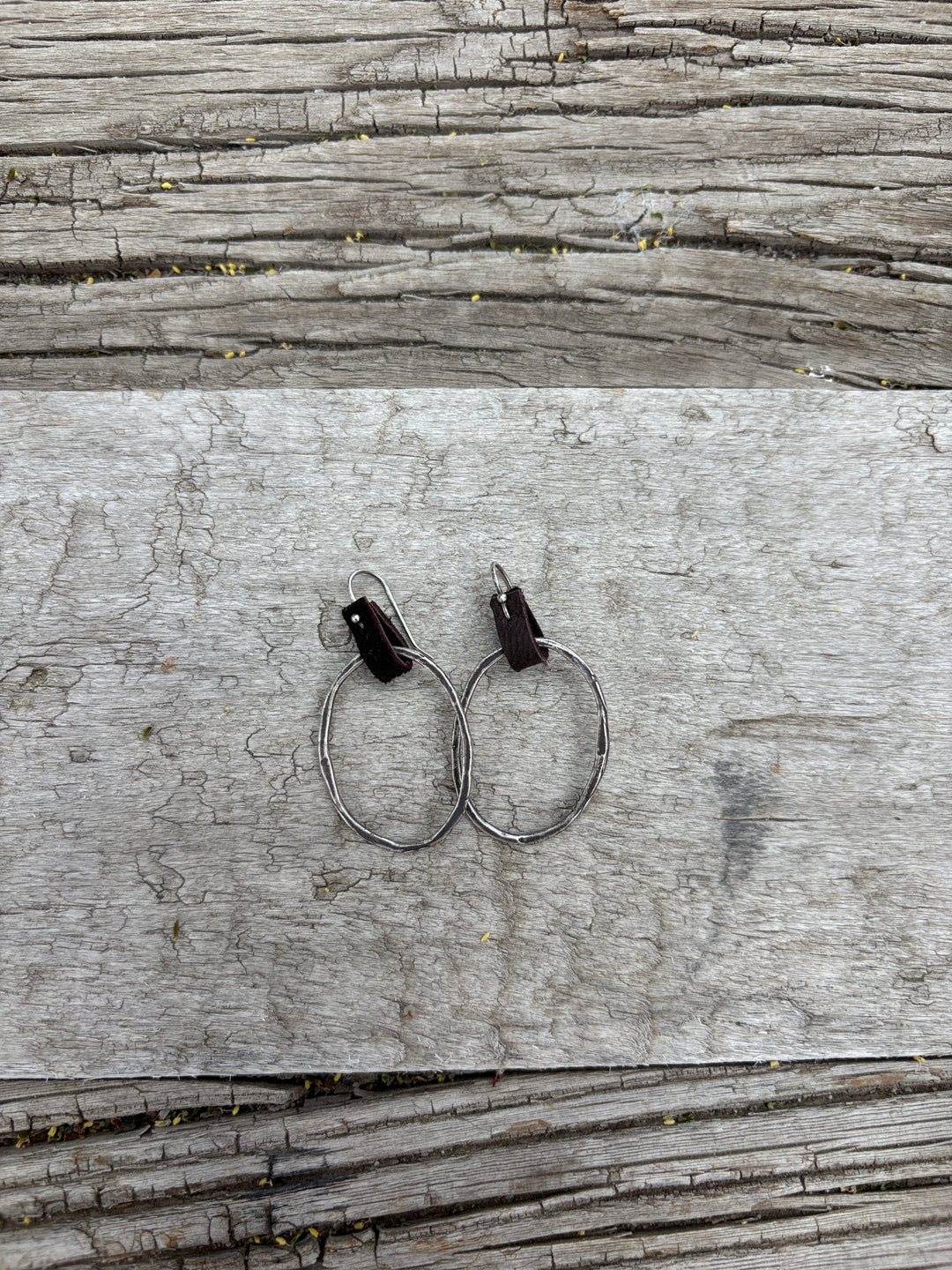 CLP Medium Oblong Hoop on Leather Tab Earrings SS