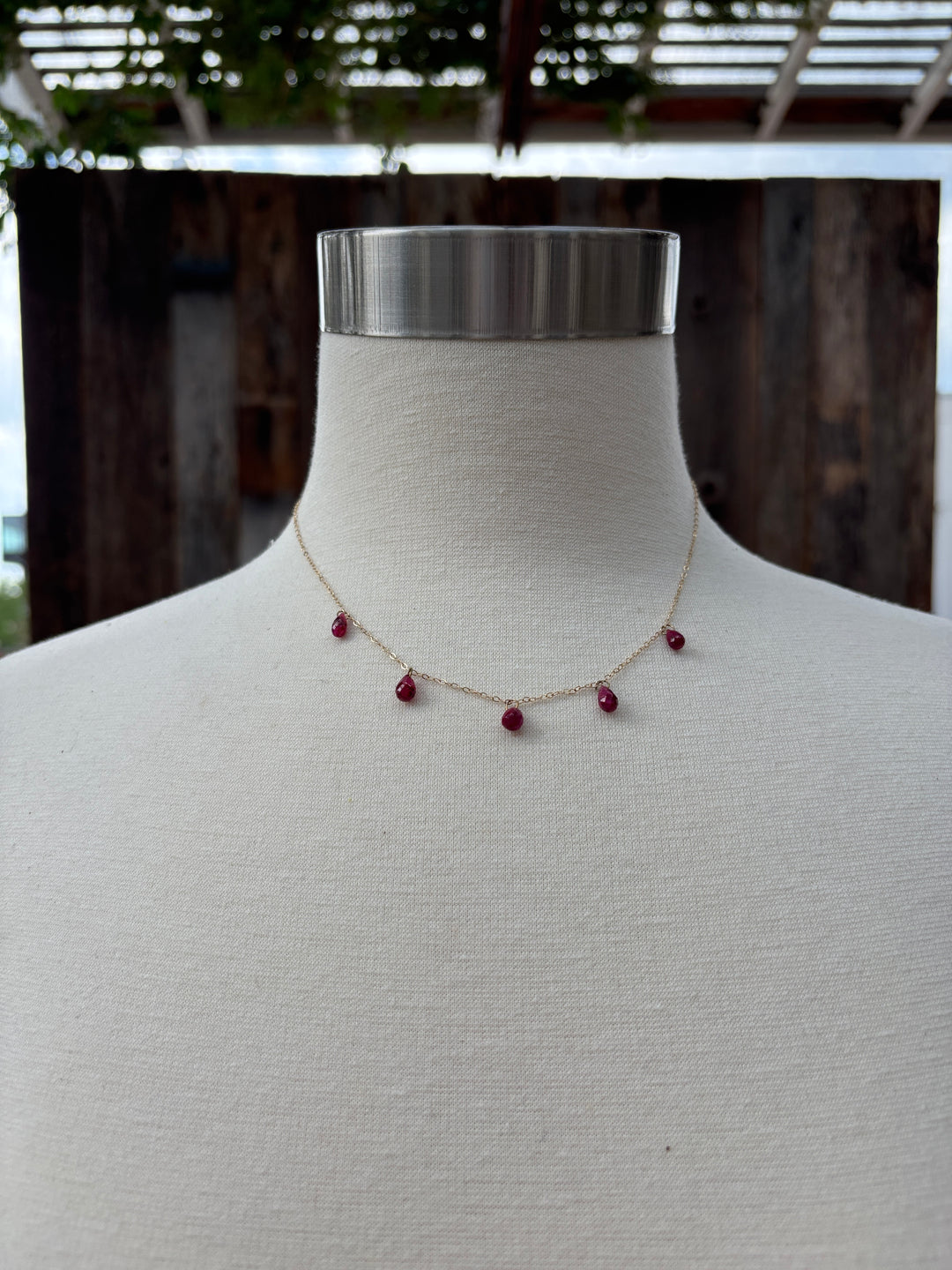 Robin M Designs 7 mm Ruby Drops on 14k Chain Necklace