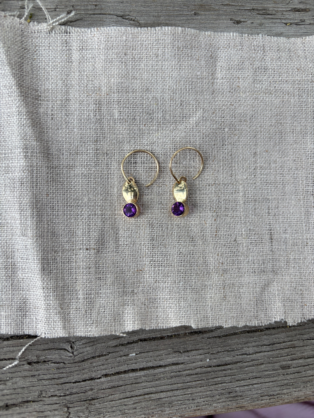Robin M Designs 14k Gold Amethyst Petal Earrings