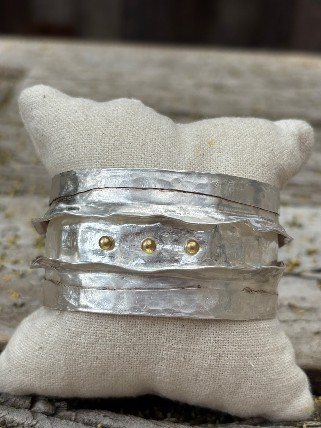 Ashton Ridges Cuff Bracelet SS w/ 18K Gold Balls
