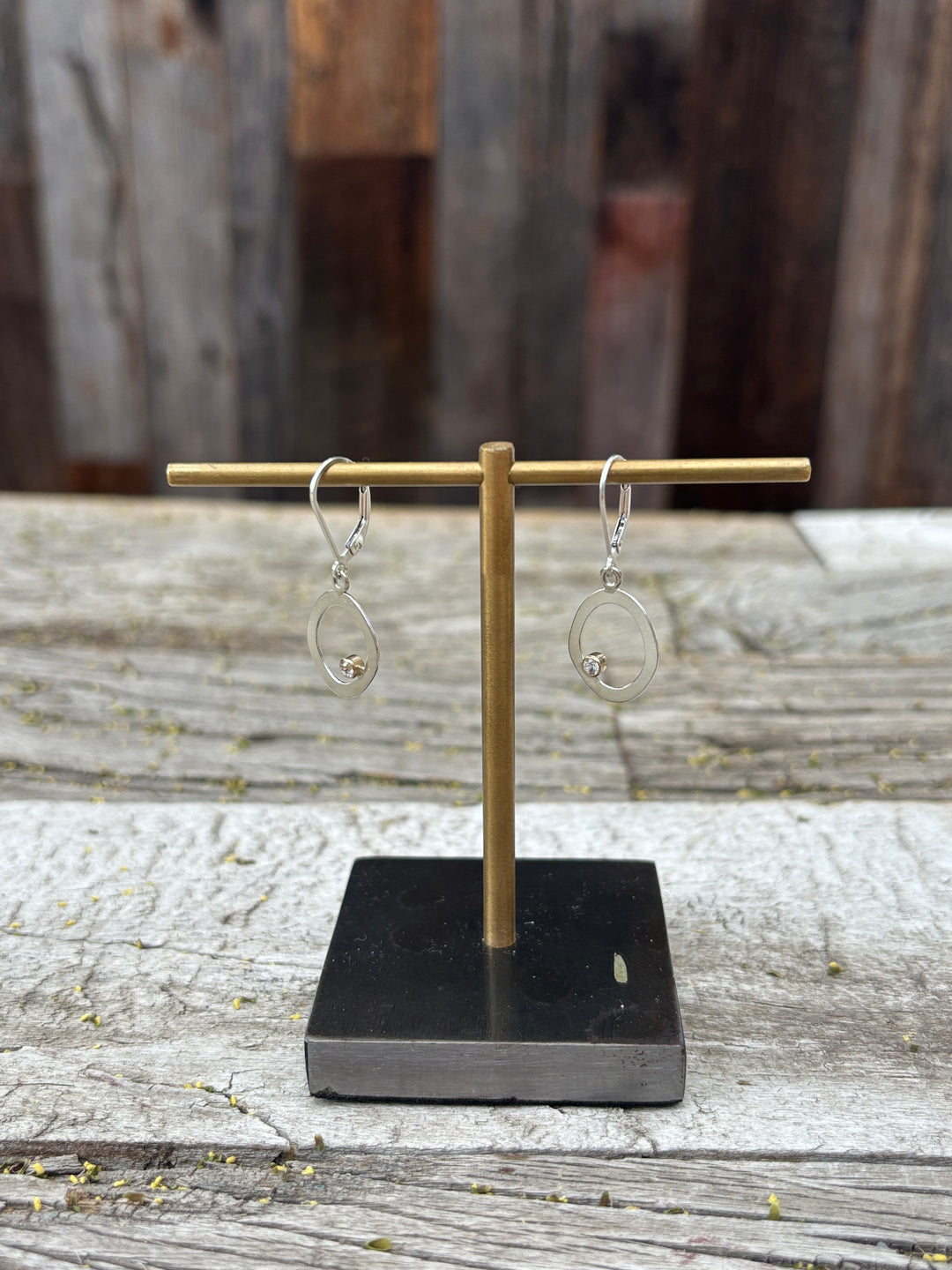 Ashton Flat Circle Earrings SS Flat Circle w/ White Sapphires 14k