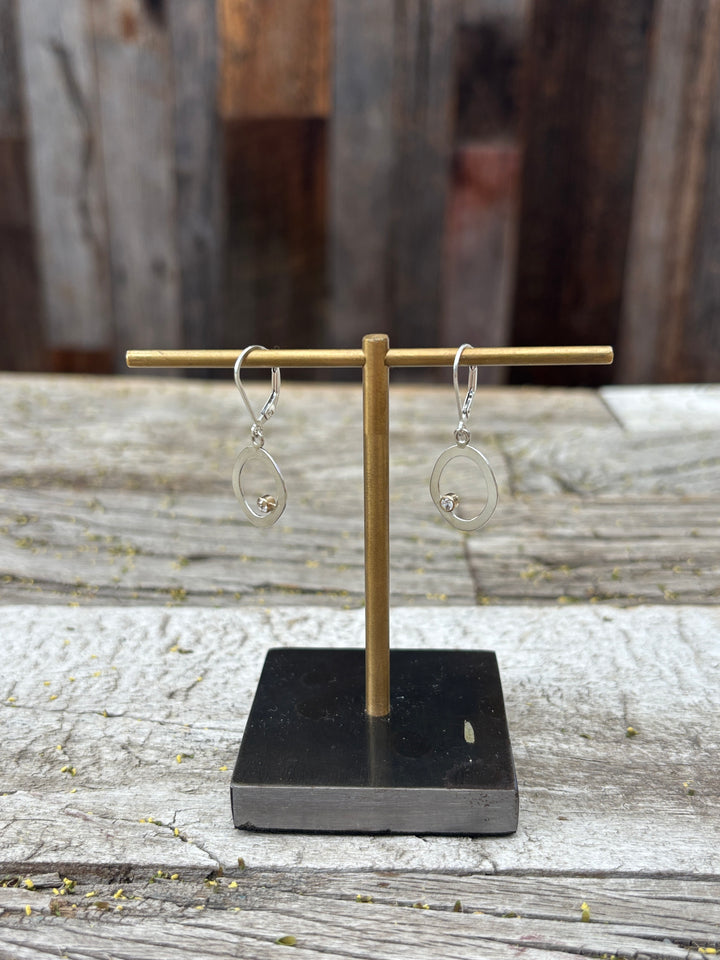 Ashton Flat Circle Earrings SS Flat Circle w/ White Sapphires 14k