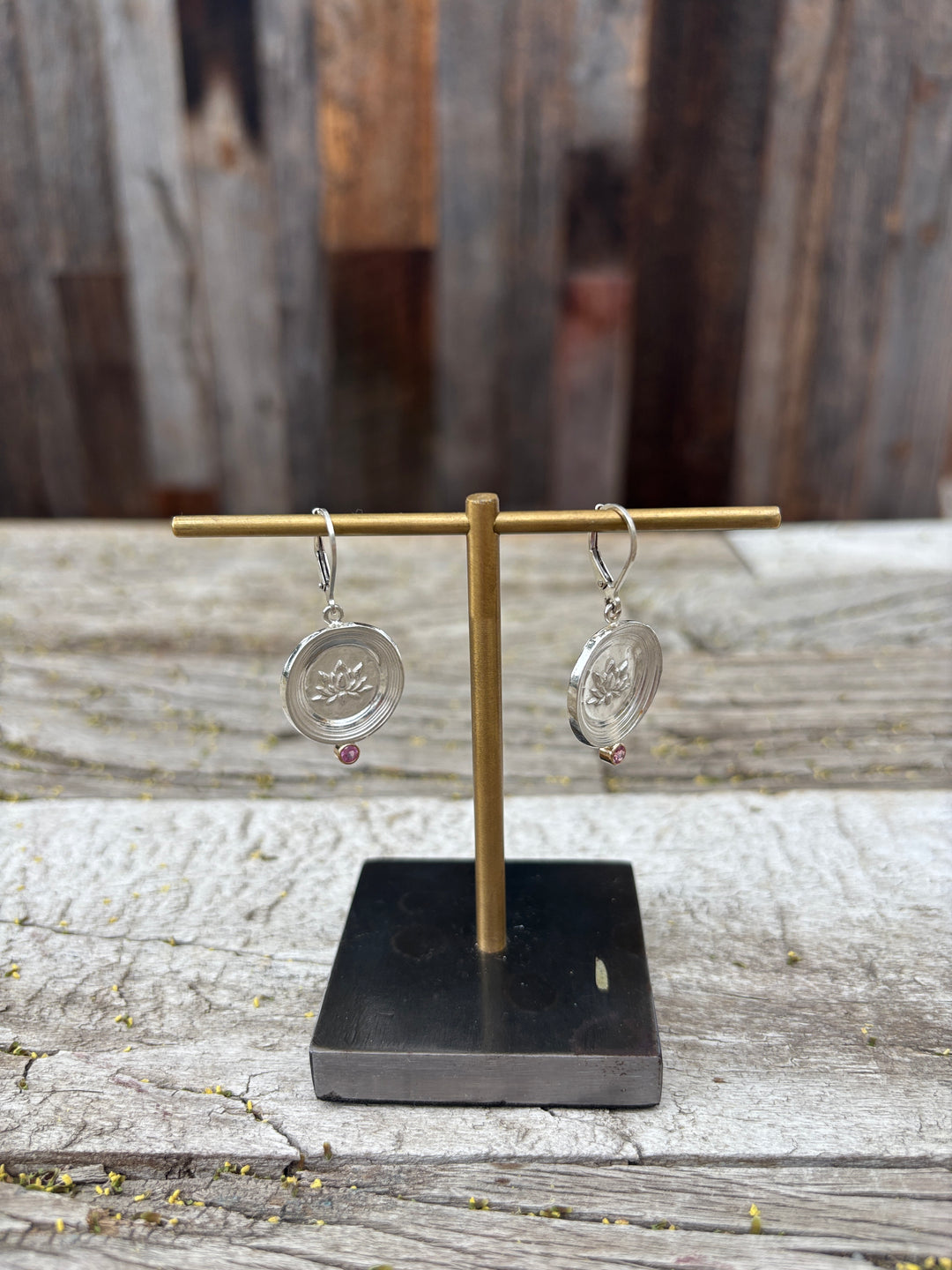 Ashton SS Lotus Flower w/ Pink Sapphires Earrings