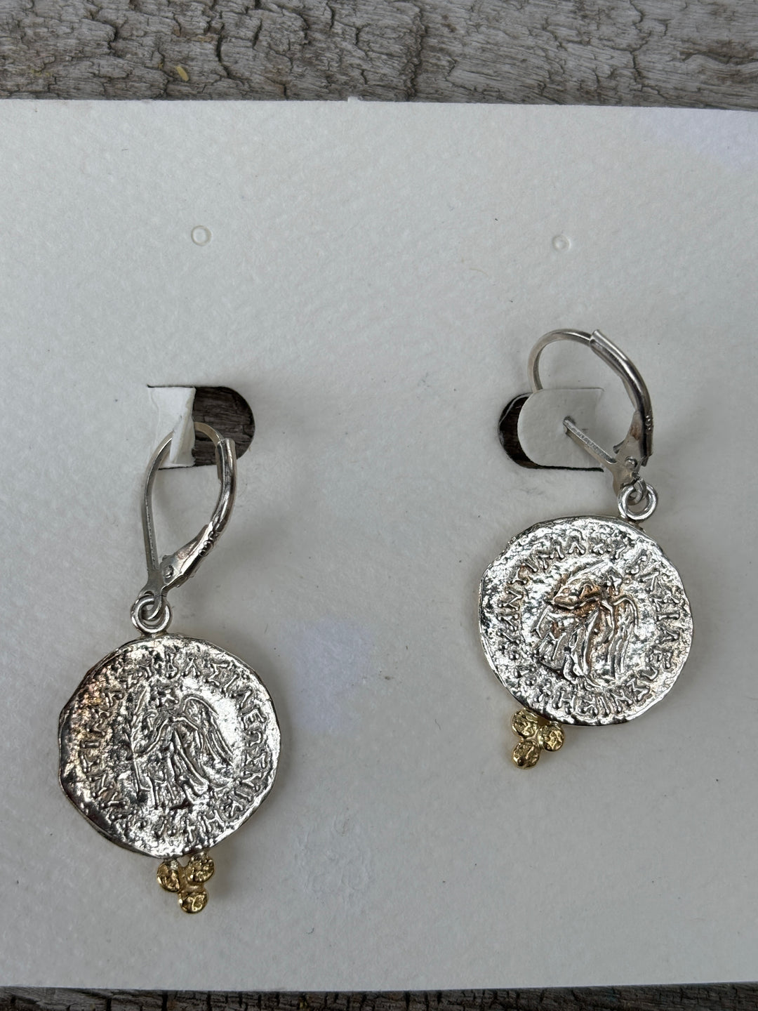Ashton SS Horseman Coins w/ 18K Gold Ball Earrings