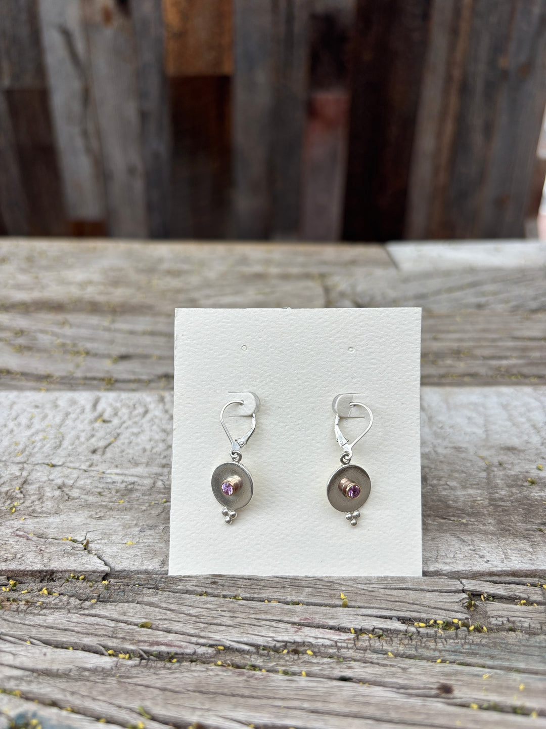 Ashton Dangle Earrings w/ Silver Balls & Pink Sapphires