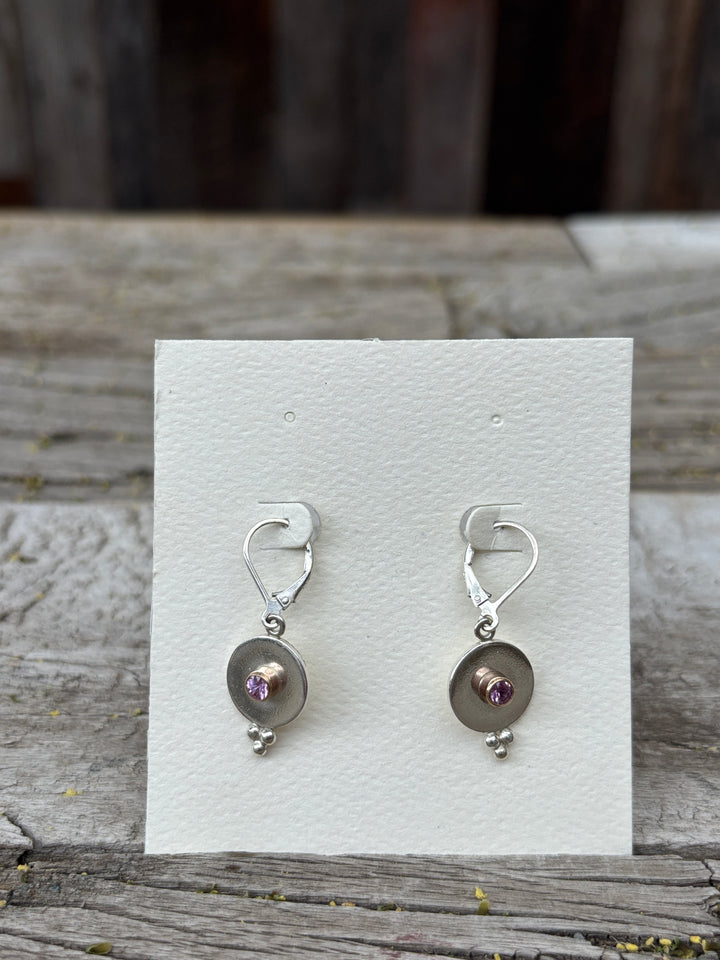 Ashton Dangle Earrings w/ Silver Balls & Pink Sapphires