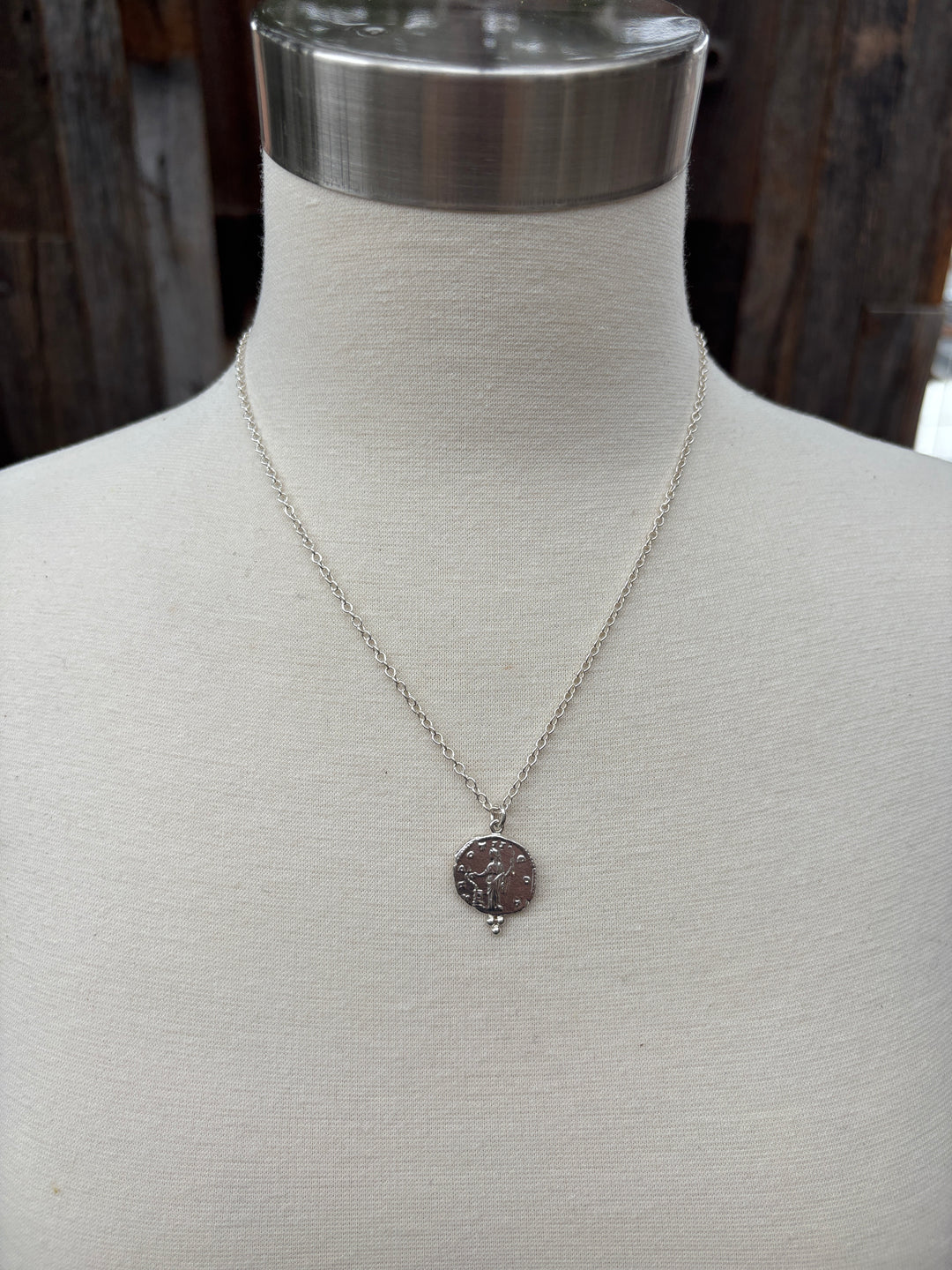 Ashton Salus Coin w/ Silver Balls Necklace SS