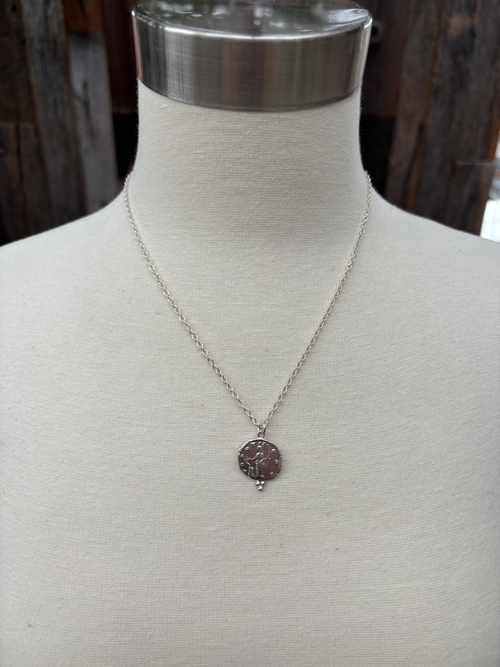 Ashton Salus Coin w/ Silver Balls Necklace SS