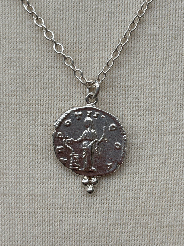 Ashton Salus Coin w/ Silver Balls Necklace SS