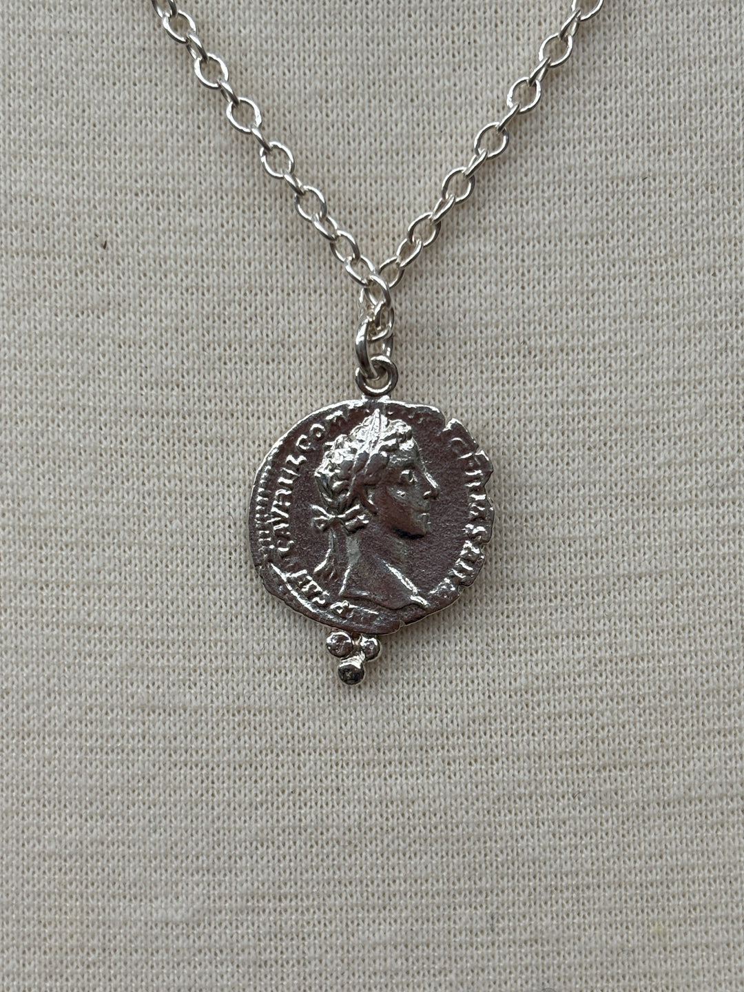 Ashton Salus Coin w/ Silver Balls Necklace SS