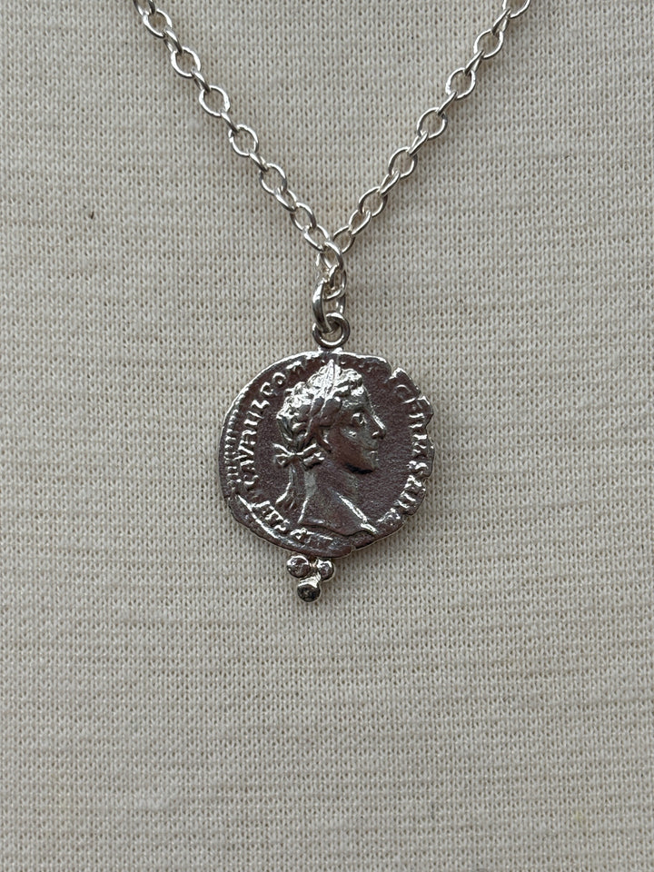 Ashton Salus Coin w/ Silver Balls Necklace SS