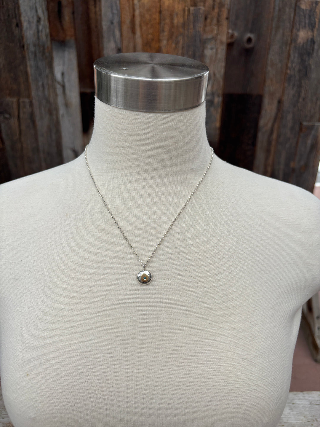 Ashton Jewelry SS and 18k Gold Pebble Necklace w/ Blue Diamond