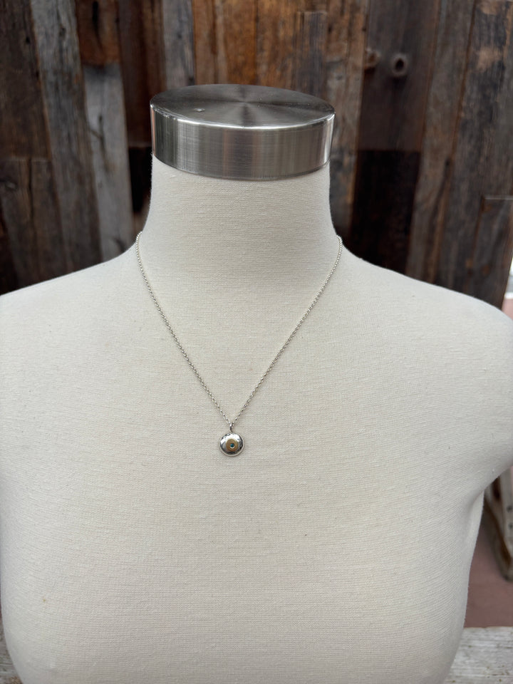 Ashton Jewelry SS and 18k Gold Pebble Necklace w/ Blue Diamond
