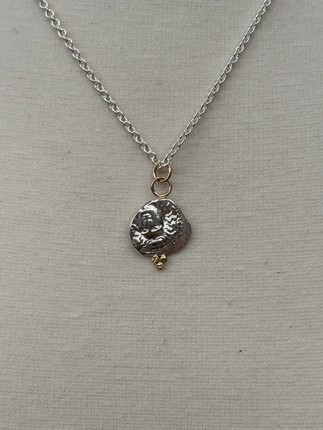 Ashton SS Horse Coin w/ 18K Gold Balls Necklace
