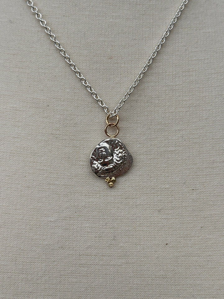 Ashton SS Horse Coin w/ 18K Gold Balls Necklace