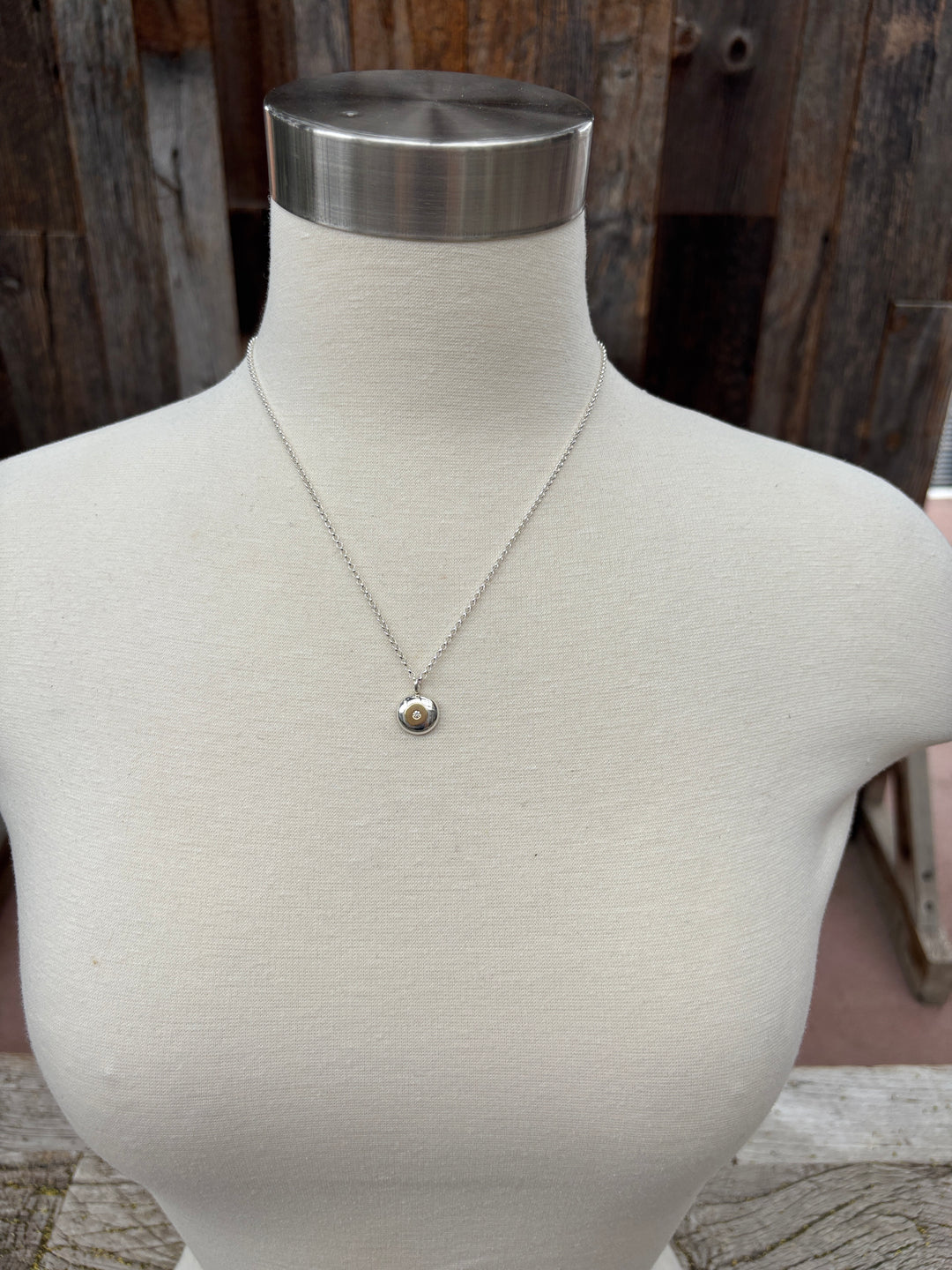 Ashton Jewelry SS and 18k Gold Pebble Necklace w/ Diamond