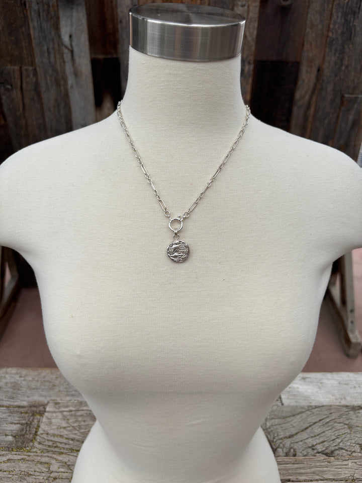 Ashton SS Owl Coin Necklace